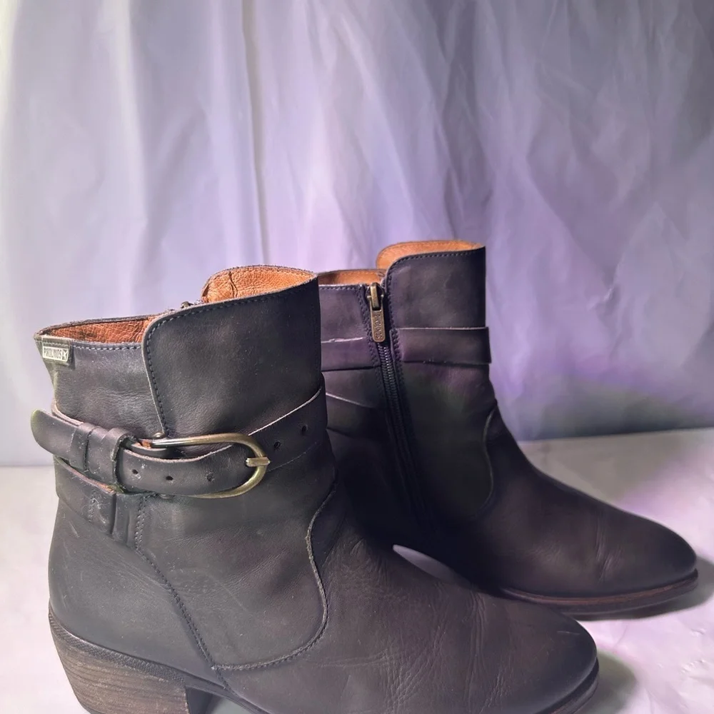 Pikolinos Dark Brown Leather Ankle Boots with Buckle - Picture 6 of 16